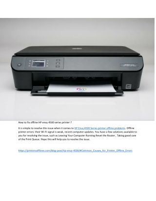 How to fix offline HP envy 4500 series printer ?