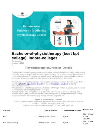Bachelor of physiotherapy |best college for bpt  in Indore MP
