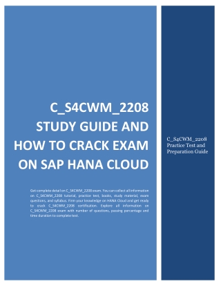 C_S4CWM_2208 Study Guide and How to Crack Exam on SAP HANA Cloud