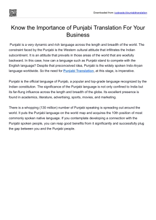 Know the Importance of Punjabi Translation For Your Business