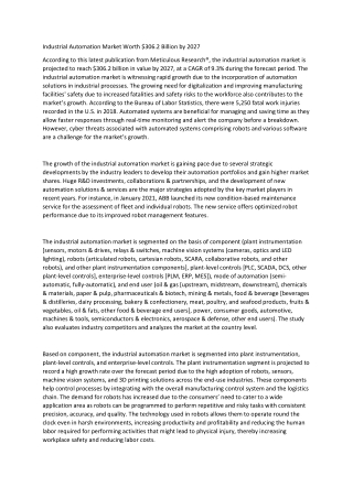 Industrial Automation Market Worth