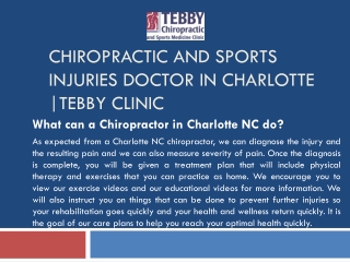 Chiropractic and Sports Injuries Doctor in Charlotte | Tebby Clinic