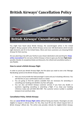 British Airways’ Cancellation Policy