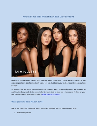 Nourish Your Skin With Makari Skin Care Products - TJ Beauty Products