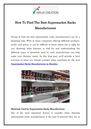 How To Find The Best Supermarket Racks Manufacturers