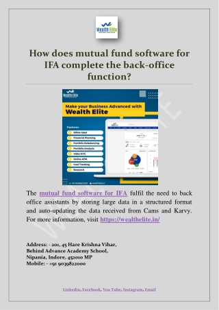 How does mutual fund software for IFA complete the back-office function