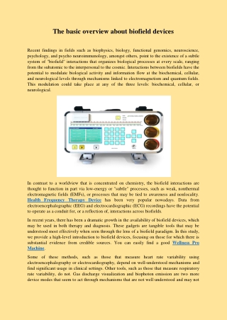 The basic overview about biofield devices