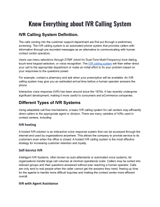 Know Everything about IVR Calling System.