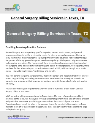 General Surgery Billing Services in Texas, TX