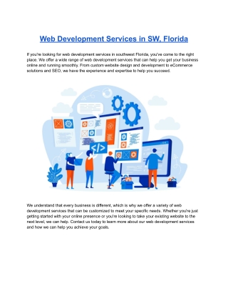 Web Development Services in SW, Florida