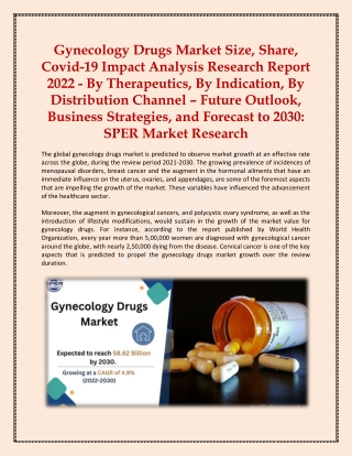 Gynecology Drugs Market Share, Covid-19 Impact Analysis Research Report 2022