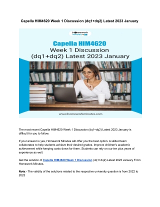 Capella HIM4620 Week 1 Discussion (dq1 dq2) Latest 2023 January