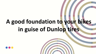 A good foundation to your bikes in guise of Dunlop tires