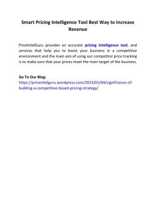 Smart Pricing Intelligence Tool Best Way to Increase Revenue