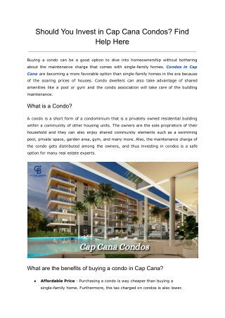 Should You Invest in Cap Cana Condos? Find Help Here