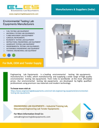 Environmental Testing Lab Equipments Manufacturers