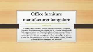 Office furniture manufacturer bangalore PPT