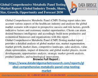 Comprehensive Metabolic Panel Testing Market -Healthcare