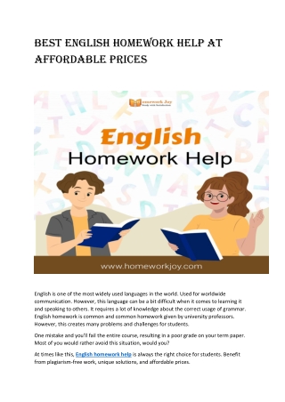 Best English Homework Help at Affordable Prices