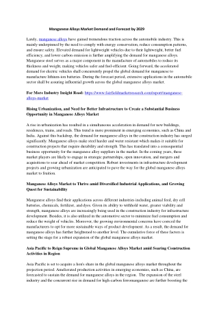 Manganese Alloys Market
