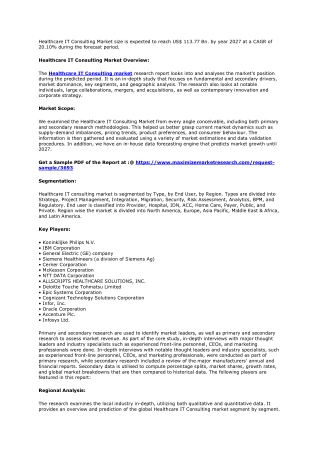 Healthcare IT Consulting Market By Propulsion Type, By Vehicle Forecast 2027