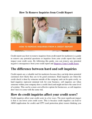 How To Remove Inquiries From Credit Report