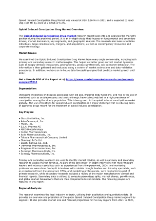 Opioid Induced Constipation Drug Market Size to Expand Significantly by 2029