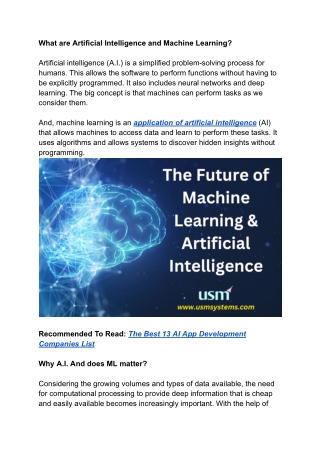 The Future of Machine Learning and Artificial Intelligence