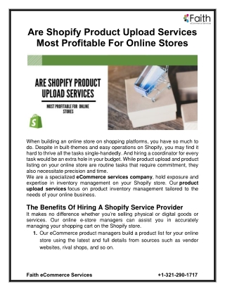 Are Shopify Product Upload Services Most Profitable For Online Stores