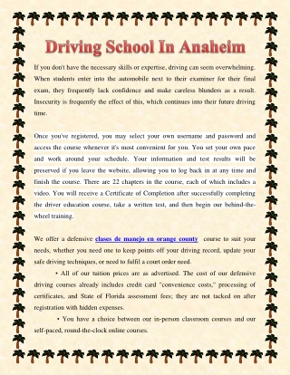 Driving School In Anaheim