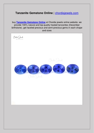 Tanzanite Gemstone Online | chordiajewels.com
