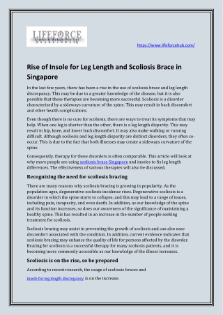 Rise of Insole for Leg Length and Scoliosis Brace in Singapore