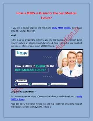 How is MBBS in Russia for the best Medical Future?