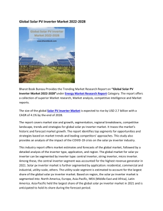 Global Solar PV Inverter Market 2022-2028