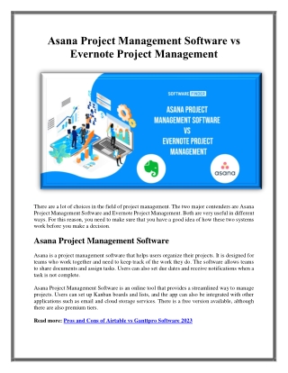 Asana Project Management Software vs Evernote Project Management