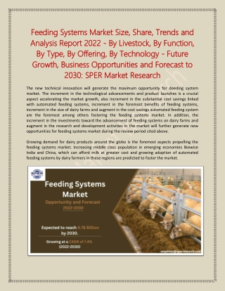 Feeding Systems Market Size, Share, Trends and Analysis Report 2022