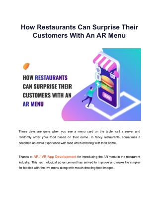 How Restaurants Can Surprise Their Customers With An AR Menu