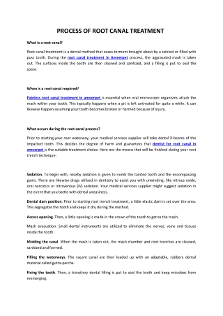 PROCESS OF ROOT CANAL TREATMENT