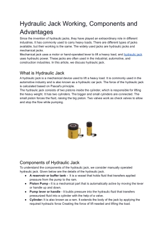 Hydraulic Jack Working, Components and Advantages (8)