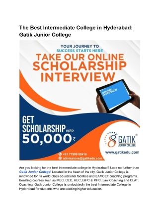 11th Admissions | Gatik Junior College