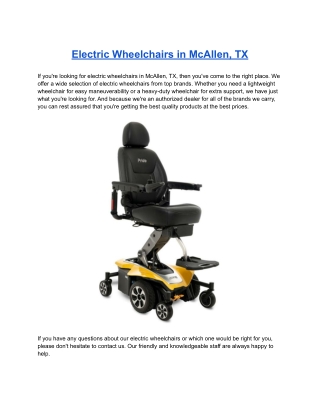 Electric Wheelchairs in McAllen, TX