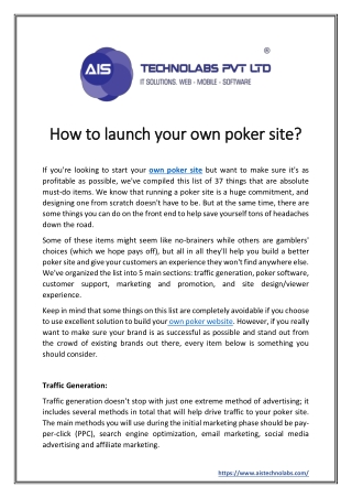 How to launch your own poker site