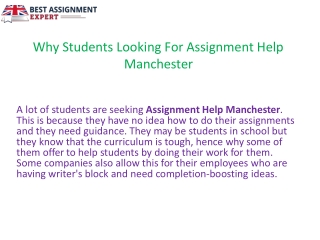 Why Students Looking For Assignment Help Manchester.