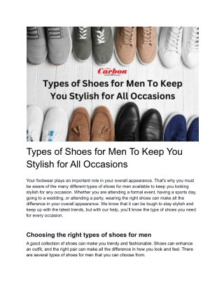 Types of Shoes for Men To Keep You Stylish for All Occasions