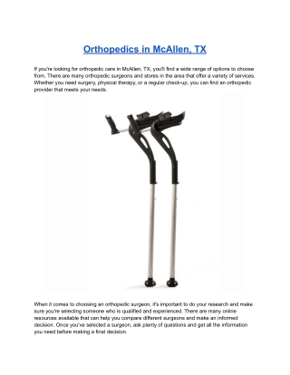 Orthopedics in McAllen, TX