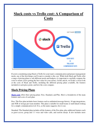 Slack costs vs Trello cost
