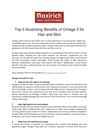 Top 5 Surprising Benefits of Omega 3 for Hair and Skin