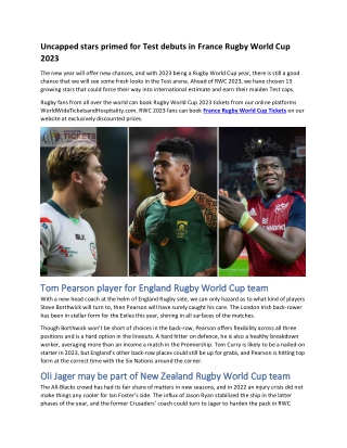 Uncapped stars primed for Test debuts in France Rugby World Cup 2023