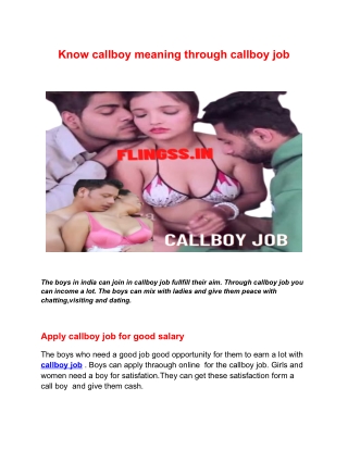 Know callboy meaning through callboy job 