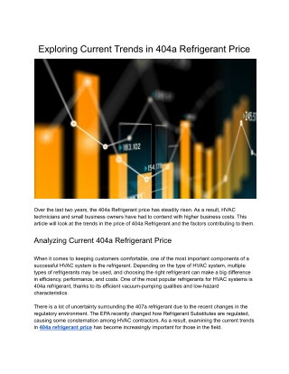 Current Trends in 404a Refrigerant Price